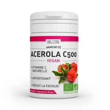 Acerola C500 - Vitamine C naturelle - Boite de 60 Caps