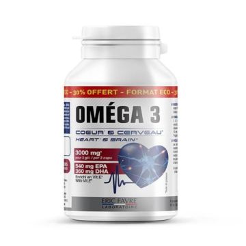 Omega 3 - Coeur et cerveau - Format économique - Pot de 120 Caps