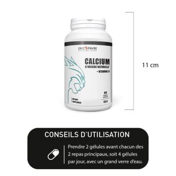 Calcium d'origine naturelle+ Vitamine D - Pots de 60 Caps