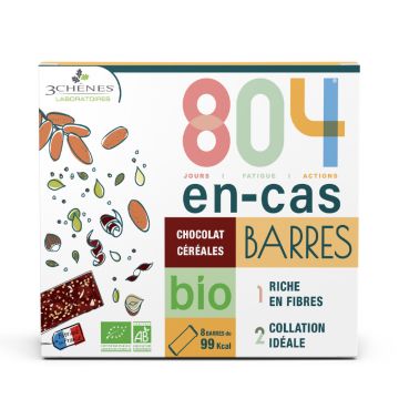 Barres En-cas Chocolat Céréales 804 Bio - Boite de 8X25 Gr