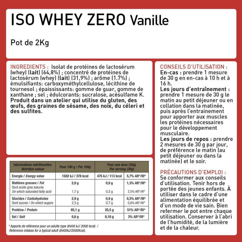 Iso Zero 100% Whey Protéine 1,5 Kg