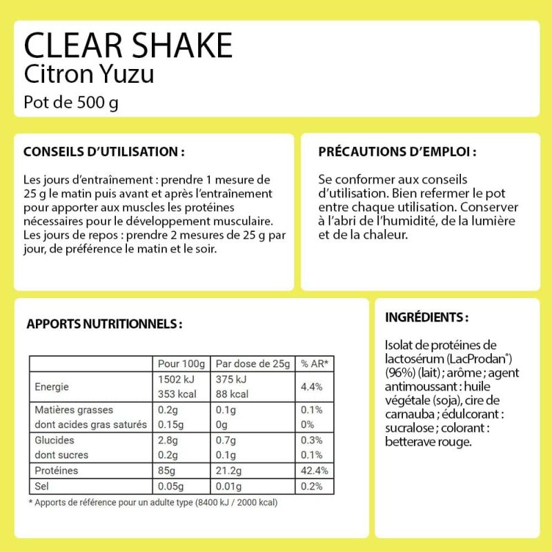 Clear Shake - Iso Protein Water - Pot de 500 Gr