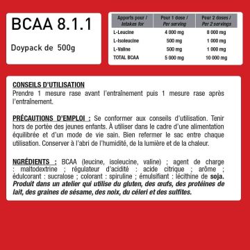 BCAA 8.1.1 Zero Vegan - Sachet Unidose 6,5 Gr