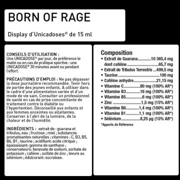 Born of rage shot - Complexe PreWorkout - Display de 40 unités