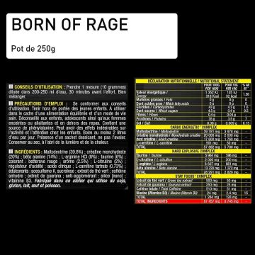 Born of rage - Explosive Vegan Préworkout - Sachet Unidose 10 Gr