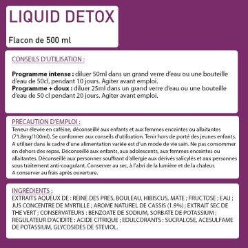 Liquid Detox - Draineur - Bouteille de 500 ml