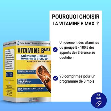 Vitamines B max - Métabolisme énergétique - Boite de 90 Caps
