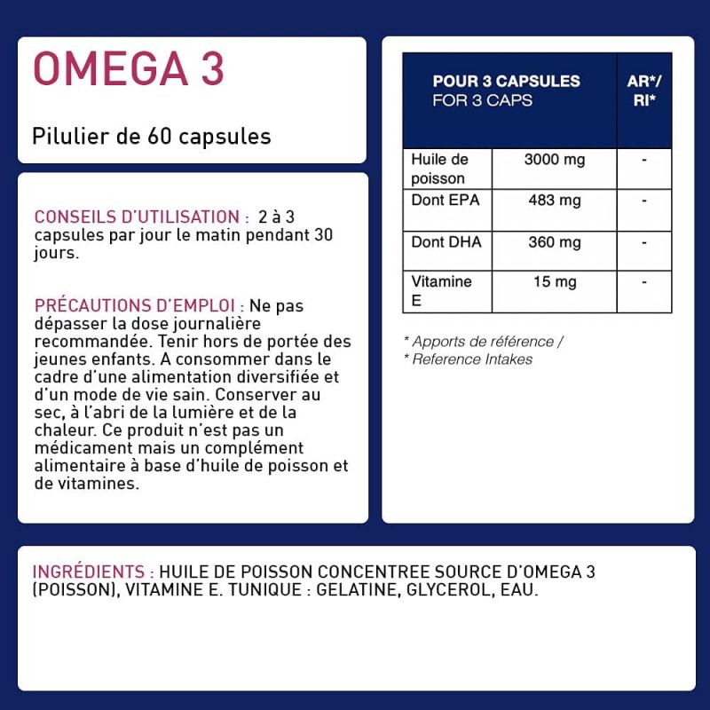 Omega 3 - Coeur et cerveau - Pot de 60 Caps