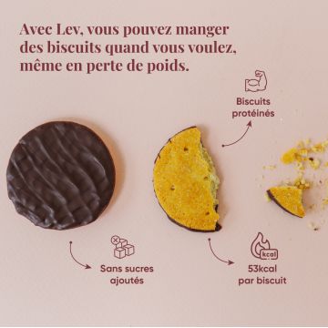 Biscuits Couverture de Chocolat Protéinés - Boite de 5x44 Gr
